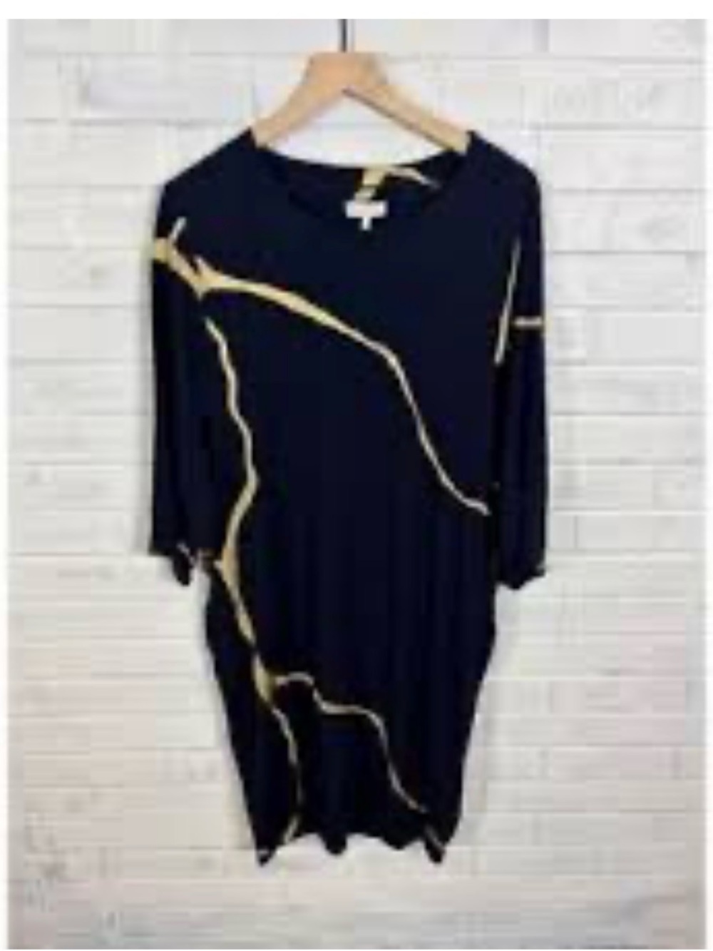 Mika Yoga Wear black Midi Dress with Gold Swirl Detail